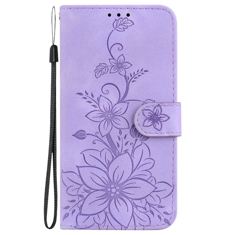 For Google Pixel 9 Lily Embossed Leather Phone Case(Purple) - Google Cases by PMC Jewellery | Online Shopping South Africa | PMC Jewellery | Buy Now Pay Later Mobicred