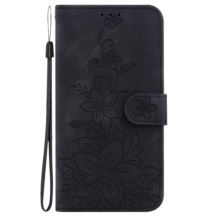 For Google Pixel 9 Lily Embossed Leather Phone Case(Black) - Google Cases by PMC Jewellery | Online Shopping South Africa | PMC Jewellery | Buy Now Pay Later Mobicred