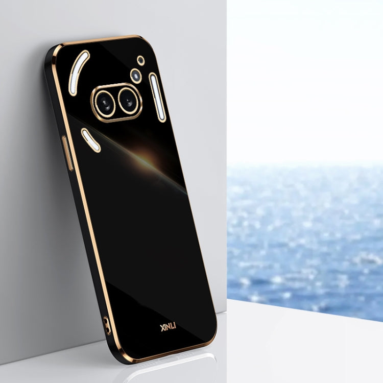 For Nothing Phone 2A XINLI Straight 6D Plating Gold Edge TPU Phone Case(Black) - More Brand by XINLI | Online Shopping South Africa | PMC Jewellery | Buy Now Pay Later Mobicred