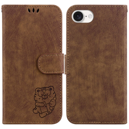 For iPhone SE 2024 Little Tiger Embossed Leather Phone Case(Brown) - More iPhone Cases by PMC Jewellery | Online Shopping South Africa | PMC Jewellery | Buy Now Pay Later Mobicred