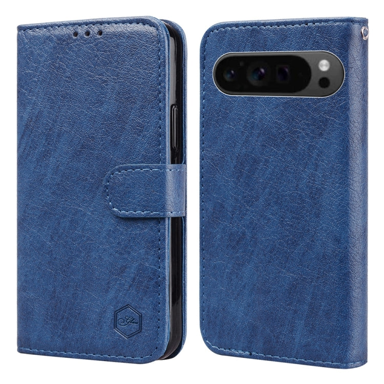 For Google Pixel 9 Pro Skin Feeling Oil Leather Texture PU + TPU Phone Case(Dark Blue) - Google Cases by PMC Jewellery | Online Shopping South Africa | PMC Jewellery | Buy Now Pay Later Mobicred