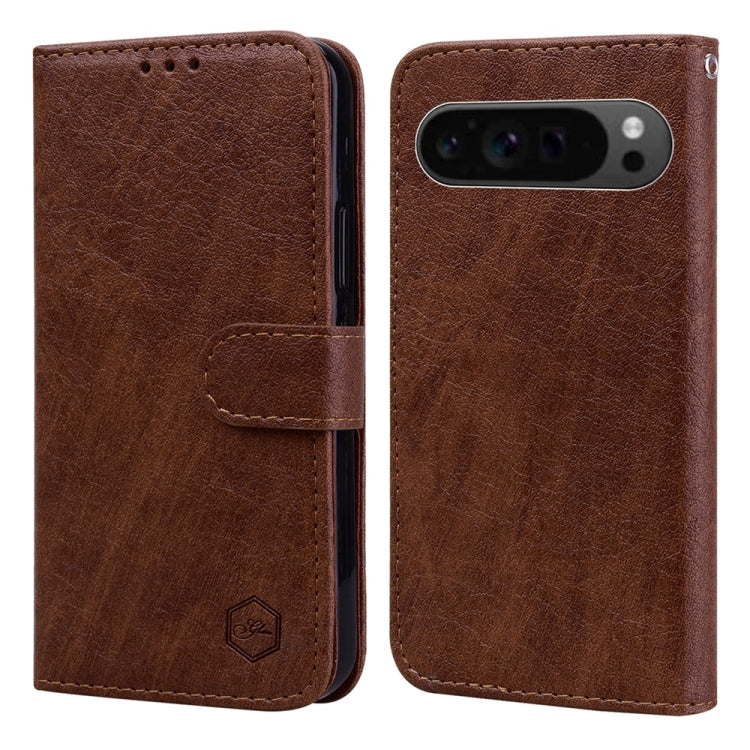 For Google Pixel 9 Pro Skin Feeling Oil Leather Texture PU + TPU Phone Case(Brown) - Google Cases by PMC Jewellery | Online Shopping South Africa | PMC Jewellery | Buy Now Pay Later Mobicred