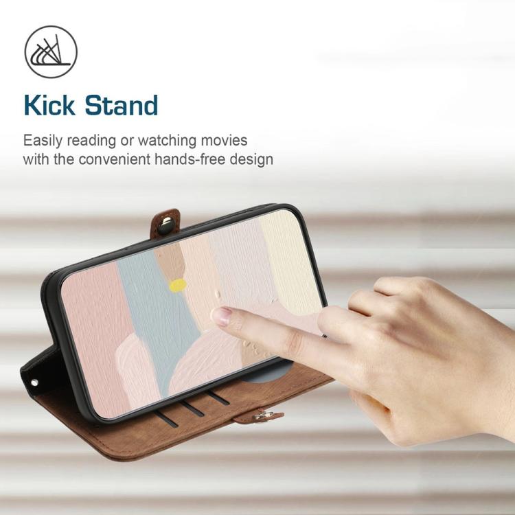 For iPhone 17 Side Buckle Double Fold Hand Strap Leather Phone Case(Brown) - free shipping - PMc TechLife - Order now!