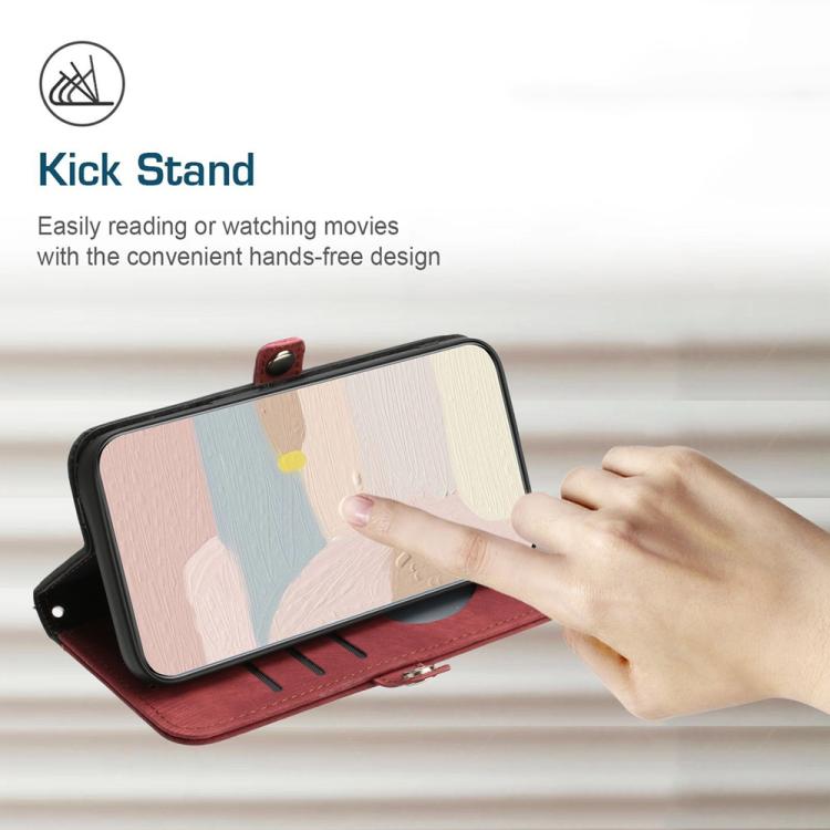 For iPhone 17 Pro Max Side Buckle Double Fold Hand Strap Leather Phone Case(Red) - free shipping - PMc TechLife - Order now!