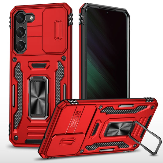 For Samsung Galaxy S24 5G Armor PC + TPU Camera Shield Phone Case(Red) - Galaxy S24 5G Cases by PMC Jewellery | Online Shopping South Africa | PMC Jewellery