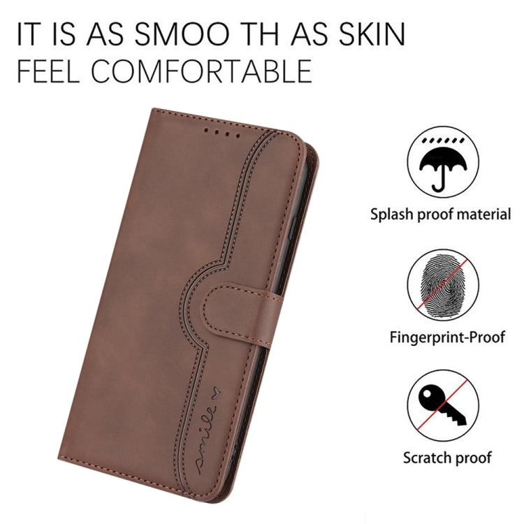 For iPhone 16 Plus Heart Pattern Skin Feel Leather Phone Case(Brown) - iPhone 16 Plus Cases by PMC Jewellery | Online Shopping South Africa | PMC Jewellery | Buy Now Pay Later Mobicred