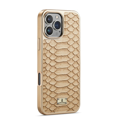 For iPhone 16 Pro Fierre Shann Python Texture Electroplating PU Phone Case(White) - iPhone 16 Pro Cases by FIERRE SHANN | Online Shopping South Africa | PMC Jewellery | Buy Now Pay Later Mobicred