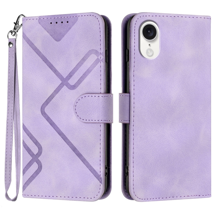 For iPhone SE 2024 Line Pattern Skin Feel Leather Phone Case(Light Purple) - More iPhone Cases by PMC Jewellery | Online Shopping South Africa | PMC Jewellery | Buy Now Pay Later Mobicred