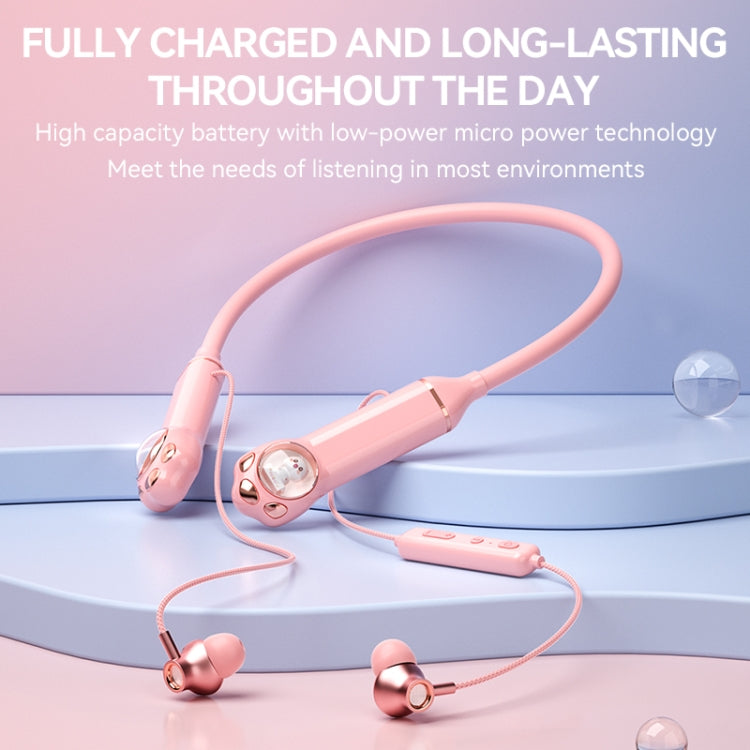 K1692 Meow Planet Neck-mounted Noise Reduction Sports Bluetooth Earphones(White) - Neck-mounted Earphone by PMC Jewellery | Online Shopping South Africa | PMC Jewellery | Buy Now Pay Later Mobicred