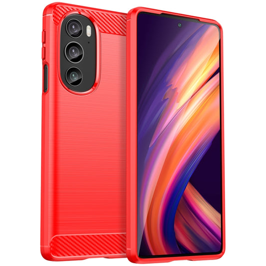 For Motorola Edge+ 2022 Brushed Texture Carbon Fiber TPU Phone Case(Red) - Motorola Cases by PMC Jewellery | Online Shopping South Africa | PMC Jewellery | Buy Now Pay Later Mobicred