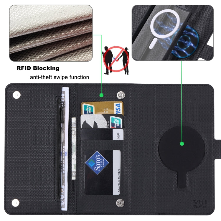 For iPhone 13 ViLi GHB Series MagSafe Magnetic Zipper Leather Phone Case(Black) - free shipping - PMC Jewellery - Order now!