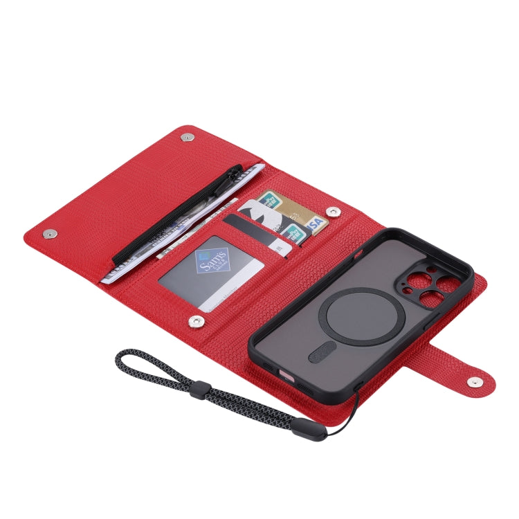 For iPhone 14 Plus ViLi GHB Series MagSafe Magnetic Zipper Leather Phone Case(Red) - free shipping - PMC Jewellery - Order now!