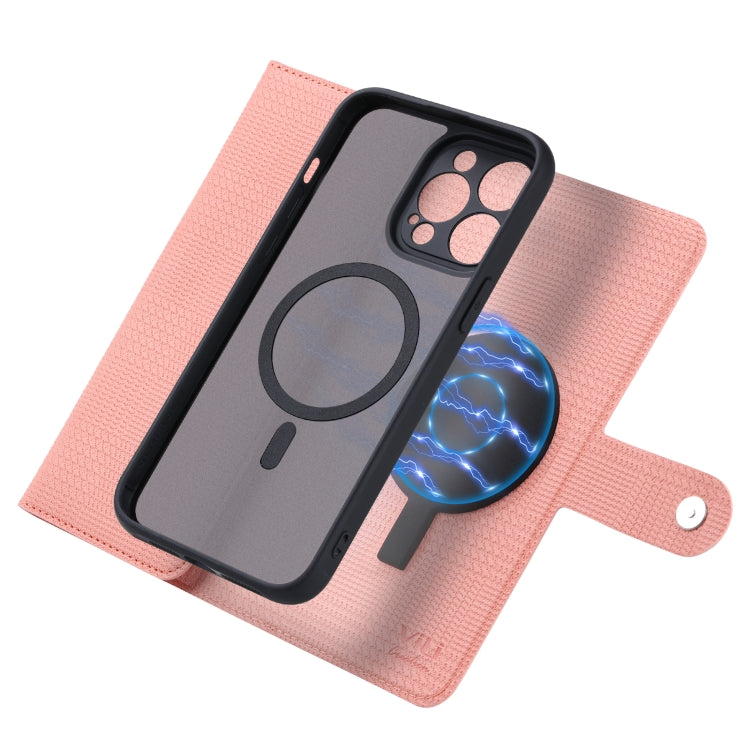 For iPhone 15 Plus ViLi GHB Series MagSafe Magnetic Zipper Leather Phone Case(Pink) - iPhone 15 Plus Cases by ViLi | Online Shopping South Africa | PMC Jewellery | Buy Now Pay Later Mobicred