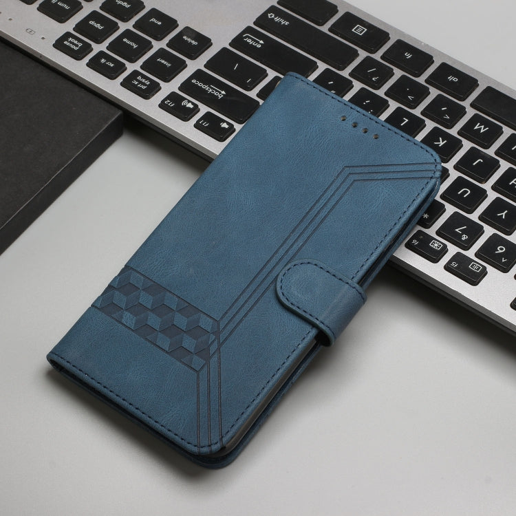 For iPhone 16 Plus Cubic Skin Feel Flip Leather Phone Case(Blue) - iPhone 16 Plus Cases by PMC TechLife | Online Shopping South Africa | PMC TechLife | Buy Now Pay Later Mobicred