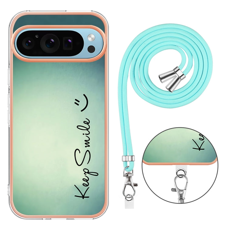 For Google Pixel 9 / 9 Pro Electroplating Dual-side IMD Phone Case with Lanyard(Smile) - Google Cases by PMC Jewellery | Online Shopping South Africa | PMC Jewellery | Buy Now Pay Later Mobicred