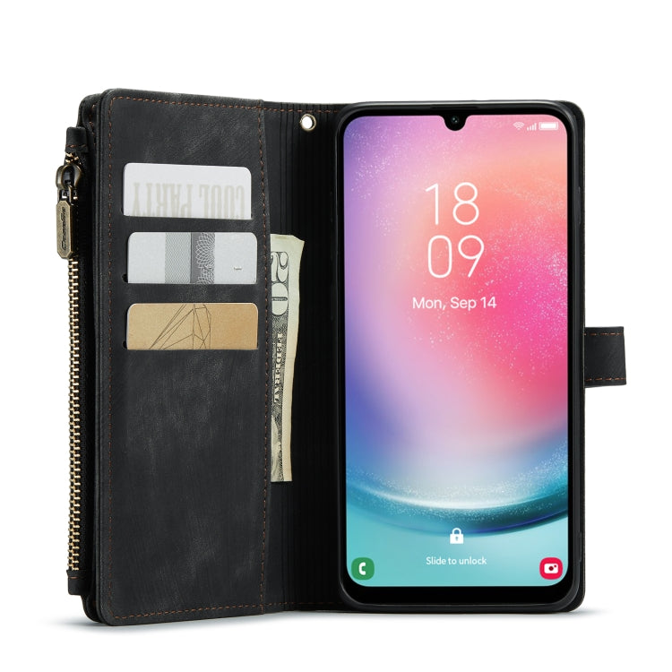 For Samsung Galaxy A24 4G CaseMe C30 Card Slots Zipper Wallet Leather Phone Case(Black) - Galaxy Phone Cases by CaseMe | Online Shopping South Africa | PMC Jewellery | Buy Now Pay Later Mobicred