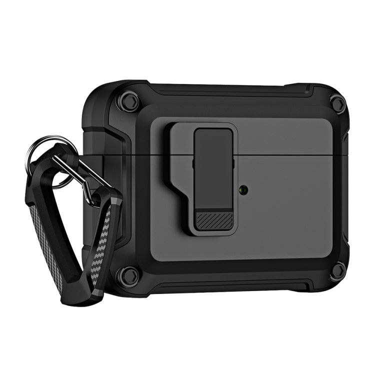 For AirPods Pro 2 TPU + PC Wireless Bluetooth Earphone Protective Case with Switch Lock & Hook(Black) - For AirPods Pro 2 by PMC TechLife | Online Shopping South Africa | PMC TechLife