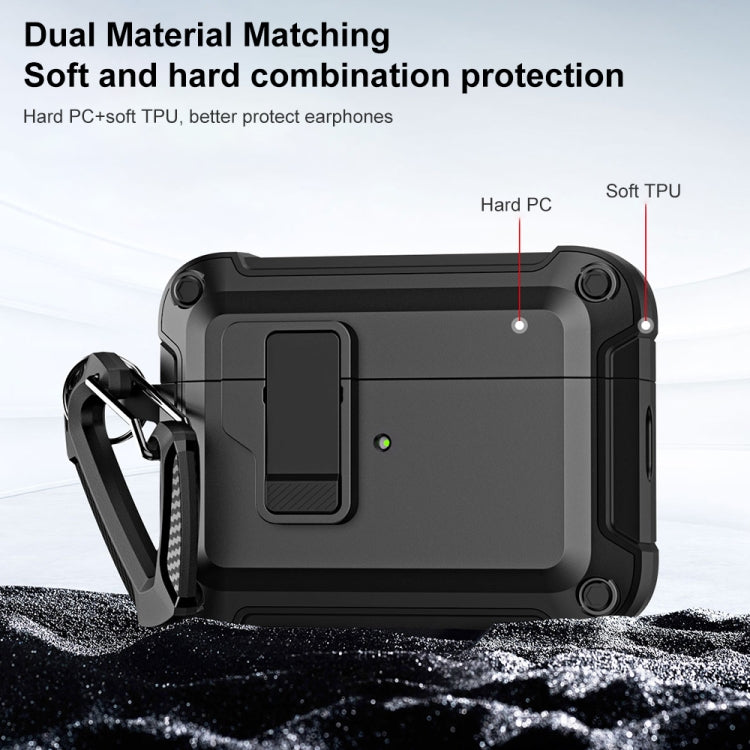 For AirPods Pro 2 TPU + PC Wireless Bluetooth Earphone Protective Case with Switch Lock & Hook(Yellow) - For AirPods Pro 2 by PMC Jewellery | Online Shopping South Africa | PMC Jewellery | Buy Now Pay Later Mobicred
