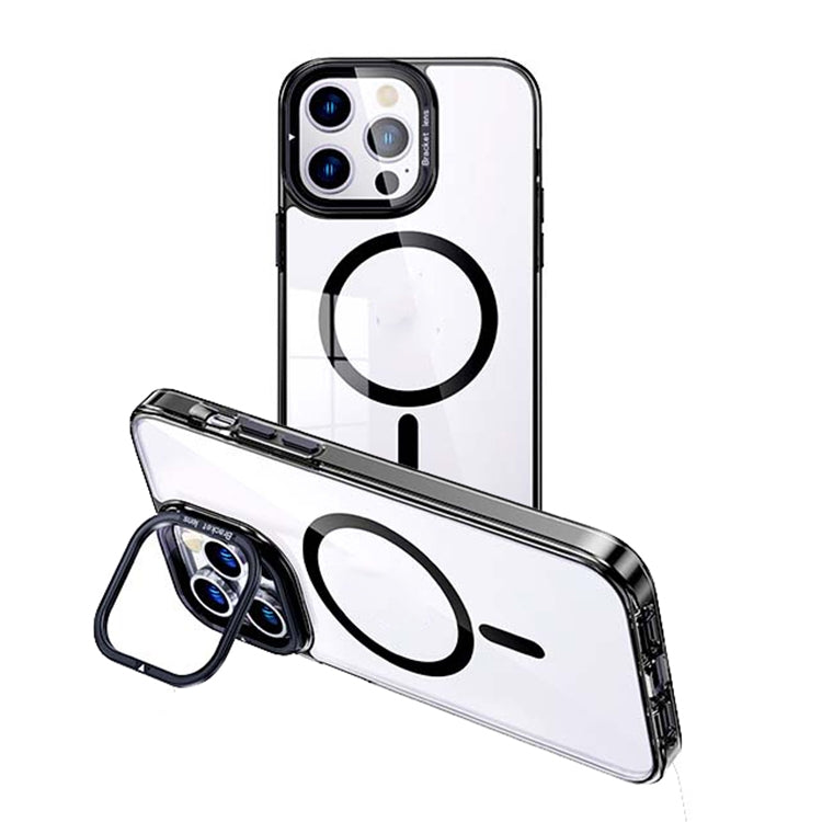 For iPhone 14 Pro MagSafe Magnetic Invisible Holder Transparent Phone Case(Black) - iPhone 14 Pro Cases by PMC Jewellery | Online Shopping South Africa | PMC Jewellery