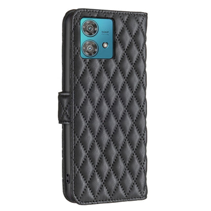 For Motorola Edge 40 Neo Diamond Lattice Wallet Flip Leather Phone Case(Black) - Motorola Cases by PMC Jewellery | Online Shopping South Africa | PMC Jewellery | Buy Now Pay Later Mobicred