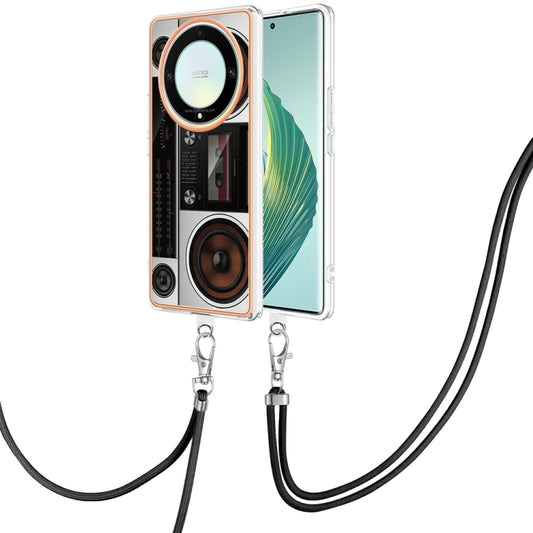 For Honor X9a / Magic5 Lite Electroplating Dual-side IMD Phone Case with Lanyard(Retro Radio) - Honor Cases by PMC Jewellery | Online Shopping South Africa | PMC Jewellery