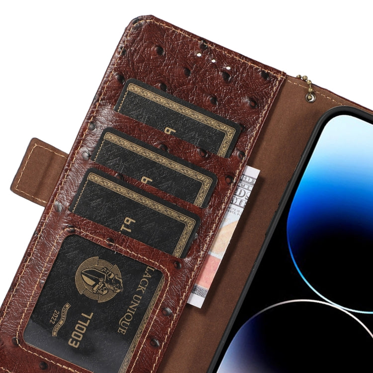 For Sony Xperia 5 V Ostrich Pattern Genuine Leather RFID Phone Case(Coffee) - Sony Cases by PMC TechLife | Online Shopping South Africa | PMC TechLife | Buy Now Pay Later Mobicred