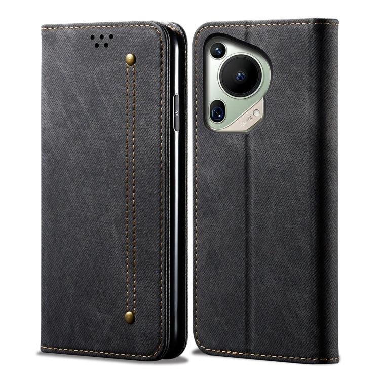 For Huawei Pura 70 Ultra Denim Texture Leather Phone Case(Black) - Huawei Cases by PMC Jewellery | Online Shopping South Africa | PMC Jewellery | Buy Now Pay Later Mobicred