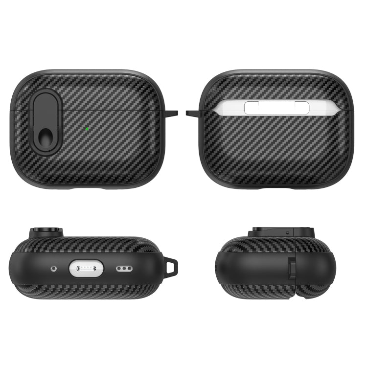 For AirPods 2 / 1 Carbon Fiber Texture Wireless Earphones Case with Security Lock(White) - For AirPods 1/2 by PMC Jewellery | Online Shopping South Africa | PMC Jewellery | Buy Now Pay Later Mobicred