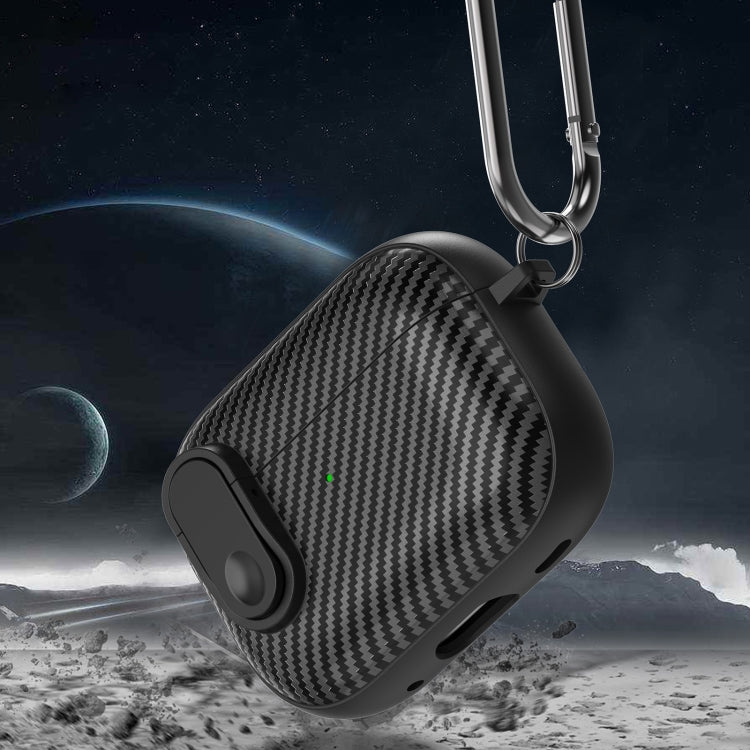 For AirPods Pro 2 Carbon Fiber Texture Wireless Earphones Case with Security Lock(White) - For AirPods Pro 2 by PMC TechLife | Online Shopping South Africa | PMC TechLife