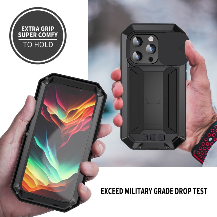 For iPhone 15 Pro Max R-JUST Sliding Camera Life Waterproof Holder Phone Case(Black) - iPhone 15 Pro Max Cases by R-JUST | Online Shopping South Africa | PMC Jewellery