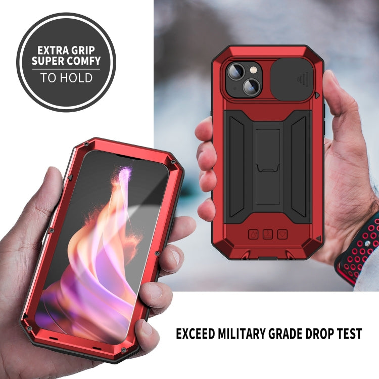 For iPhone 15 R-JUST Sliding Camera Life Waterproof Holder Phone Case(Red) - iPhone 15 Cases by R-JUST | Online Shopping South Africa | PMC Jewellery