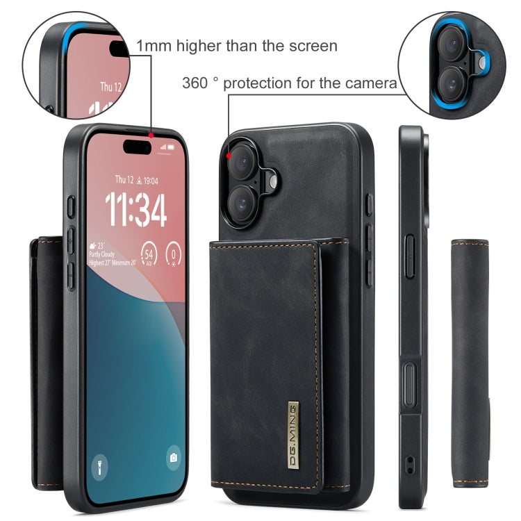 For iPhone 16 Plus DG.MING M1 Series 3-Fold Multi Card Wallet Leather Phone Case(Black) - iPhone 16 Plus Cases by DG.MING | Online Shopping South Africa | PMC Jewellery | Buy Now Pay Later Mobicred