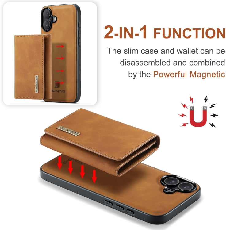 For iPhone 16 Plus DG.MING M1 Series 3-Fold Multi Card Wallet Leather Phone Case(Brown) - free shipping - PMC Jewellery - Order now!