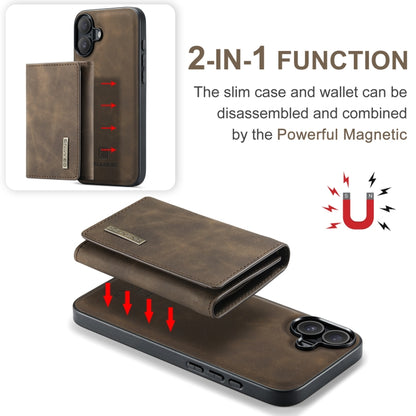 For iPhone 16 Plus DG.MING M1 Series 3-Fold Multi Card Wallet Leather Phone Case(Coffee) - iPhone 16 Plus Cases by DG.MING | Online Shopping South Africa | PMC Jewellery | Buy Now Pay Later Mobicred