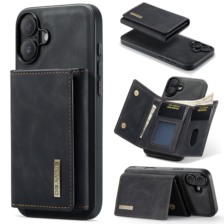 For iPhone 16 DG.MING M1 Series 3-Fold Multi Card Wallet Leather Phone Case(Black) - free shipping - PMC Jewellery - Order now!
