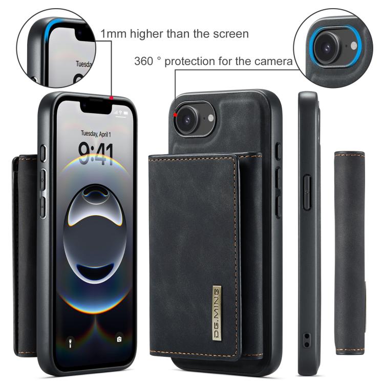 For iPhone 16e DG.MING M1 Series 3-Fold Multi Card Wallet Leather Phone Case(Black) - free shipping - PMc TechLife - Order now!