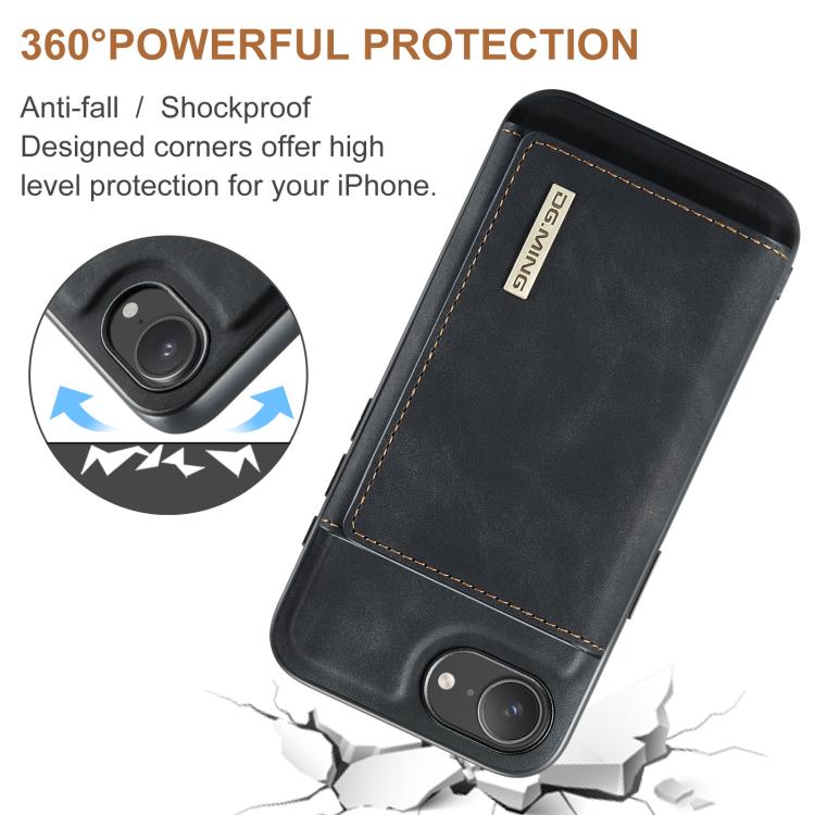 For iPhone 16e DG.MING M1 Series 3-Fold Multi Card Wallet Leather Phone Case(Black) - free shipping - PMc TechLife - Order now!