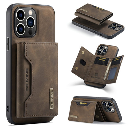 For iPhone 15 Pro Max DG.MING M2 Series 3-Fold Card Bag Wallet Leather Phone Case(Coffee) - iPhone 15 Pro Max Cases by DG.MING | Online Shopping South Africa | PMC Jewellery | Buy Now Pay Later Mobicred