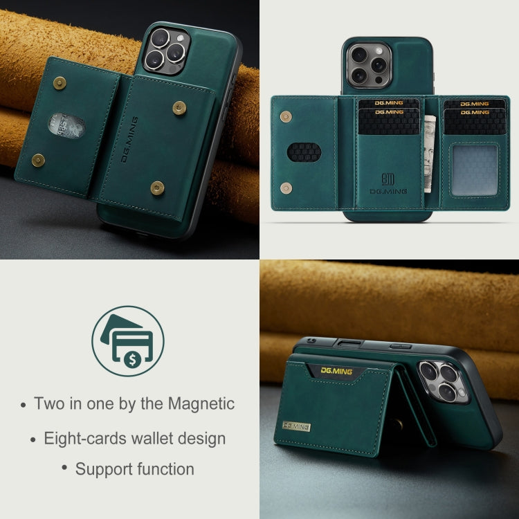 For iPhone 16 Pro Max DG.MING M2 Series 3-Fold Card Bag Wallet Leather Phone Case(Green) - iPhone 16 Pro Max Cases by DG.MING | Online Shopping South Africa | PMC Jewellery | Buy Now Pay Later Mobicred