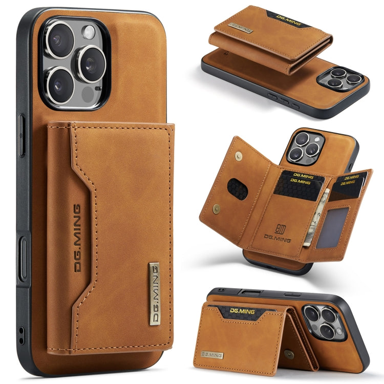 For iPhone 16 Pro DG.MING M2 Series 3-Fold Card Bag Wallet Leather Phone Case(Brown) - iPhone 16 Pro Cases by DG.MING | Online Shopping South Africa | PMC Jewellery | Buy Now Pay Later Mobicred