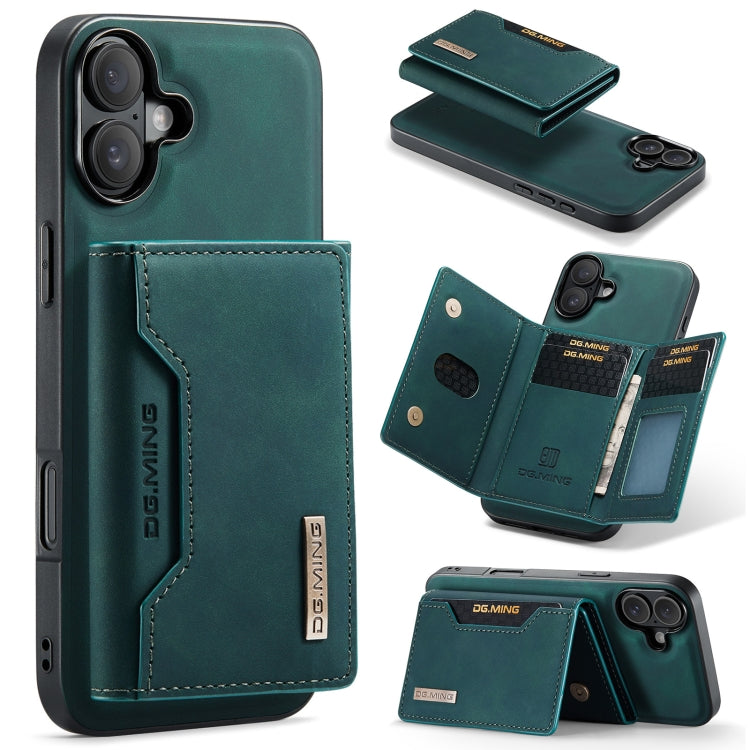 For iPhone 16 Plus DG.MING M2 Series 3-Fold Card Bag Wallet Leather Phone Case(Green) - iPhone 16 Plus Cases by DG.MING | Online Shopping South Africa | PMC Jewellery | Buy Now Pay Later Mobicred