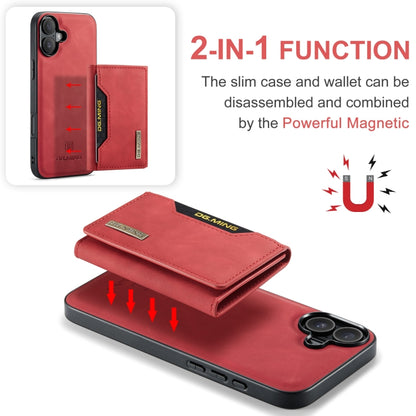 For iPhone 16 DG.MING M2 Series 3-Fold Card Bag Wallet Leather Phone Case(Red) - iPhone 16 Cases by DG.MING | Online Shopping South Africa | PMC Jewellery | Buy Now Pay Later Mobicred