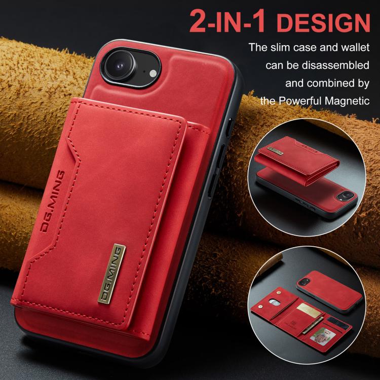 For iPhone 16e DG.MING M2 Series 3-Fold Card Bag Wallet Leather Phone Case(Red) - free shipping - PMc TechLife - Order now!