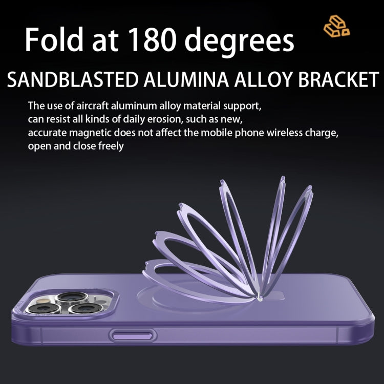 For iPhone 14 Pro MagSafe Metal Holder Frosted Translucent Phone Case(Dark Purple) - iPhone 14 Pro Cases by PMC Jewellery | Online Shopping South Africa | PMC Jewellery