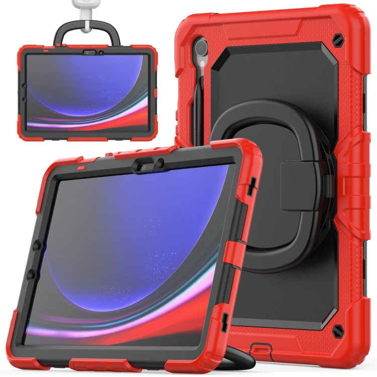 For Samsung Galaxy Tab S9 D Type Silicone Hybrid PC Tablet Case with Handle Holder(Red) - Galaxy Tab S9 Cases by PMC Jewellery | Online Shopping South Africa | PMC Jewellery | Buy Now Pay Later Mobicred