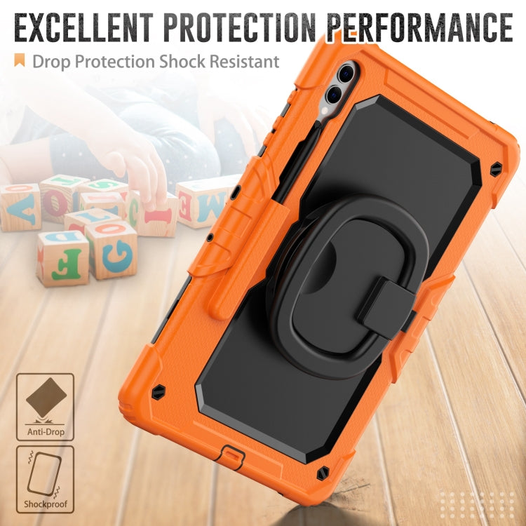 For Samsung Galaxy Tab S9+ / S10+ D Type Silicone Hybrid PC Tablet Case with Handle Holder(Orange) - Galaxy Tab S9+ Cases by PMC Jewellery | Online Shopping South Africa | PMC Jewellery | Buy Now Pay Later Mobicred