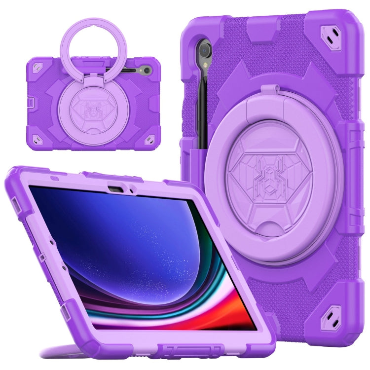 For Samsung Galaxy Tab S9 Spider Rotation Handle Silicone Hybrid PC Tablet Case(Purple) - Galaxy Tab S9 Cases by PMC Jewellery | Online Shopping South Africa | PMC Jewellery | Buy Now Pay Later Mobicred