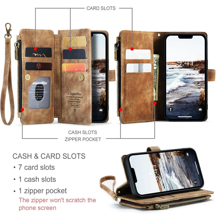 For iPhone 15 Plus CaseMe C30 Multifunctional Leather Phone Case(Brown) - iPhone 15 Plus Cases by CaseMe | Online Shopping South Africa | PMC Jewellery | Buy Now Pay Later Mobicred