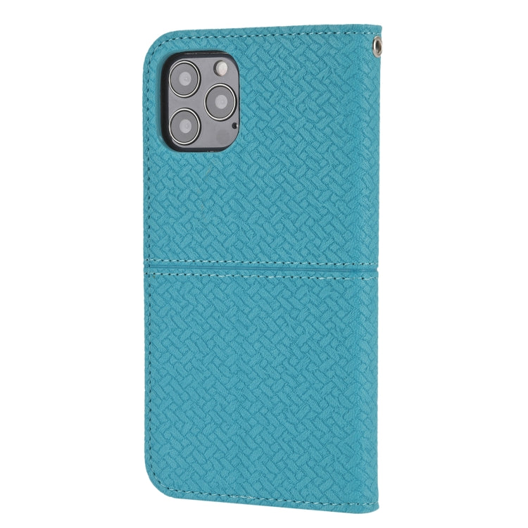 For iPhone 16 Pro Woven Texture Stitching Magnetic Leather Phone Case(Blue) - iPhone 16 Pro Cases by PMC Jewellery | Online Shopping South Africa | PMC Jewellery | Buy Now Pay Later Mobicred