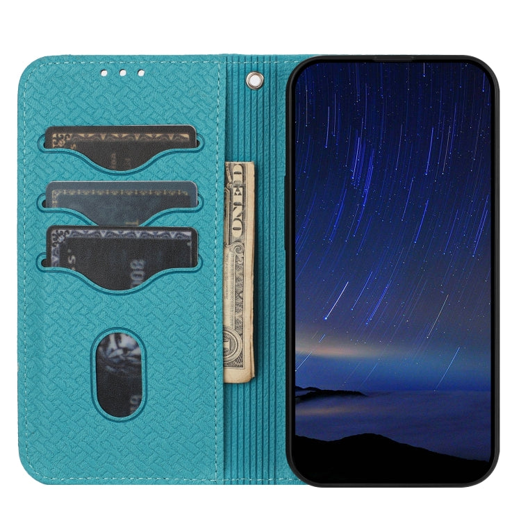 For iPhone SE 2024 Woven Texture Stitching Magnetic Leather Phone Case(Blue) - More iPhone Cases by PMC Jewellery | Online Shopping South Africa | PMC Jewellery | Buy Now Pay Later Mobicred